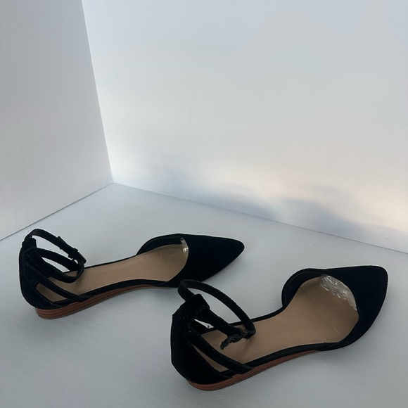 Crown Vintage Women’s black pointed toe faux suede ballet flat adjustable strap - Picture 17 of 17